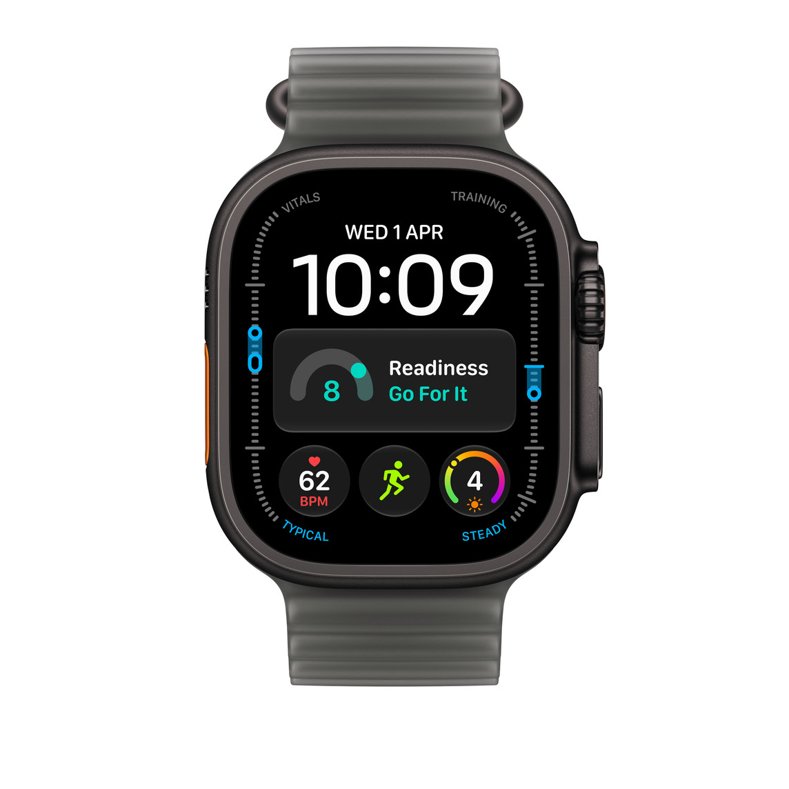 Apple Watch Ultra 4 GPS + Cellular 49 mm Titane noir avec Bracelet Ocean translucide noir